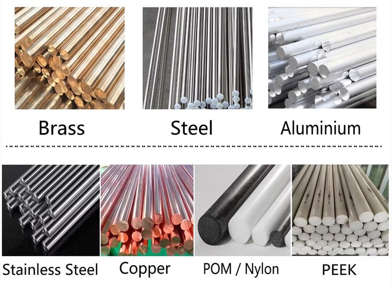 Gear manufacturing materials at Rapzo — alloy steel, stainless steel, brass, and engineering plastics for precision gear production